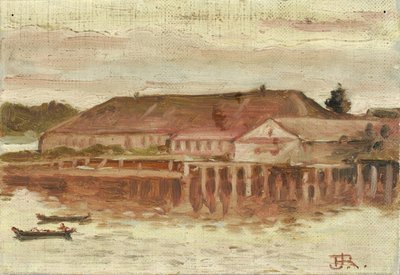 Trading Post and Wharf Buildings, Sitka, Evening by Theodore J. Richardson