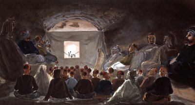 Puppet Show in a School in Algeria, c.1830 by Theodore Leblanc