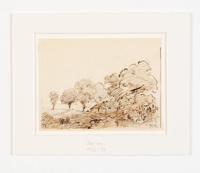 Landscape with Cottage under Tall Trees by Theodore Rousseau