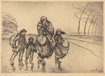 In the Rain: Mother and Children by Théophile Alexandre Steinlen
