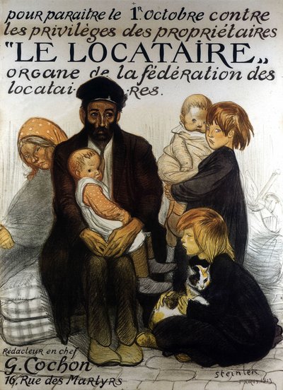 Poster of presentation of the Federation of Tenants, Paris 1913 by Théophile Alexandre Steinlen