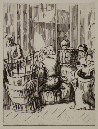 Men and Women with Baskets, 20th century by Therese Lessore