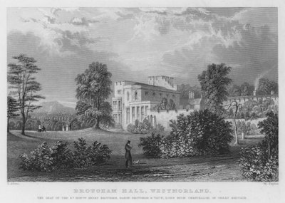 Brougham Hall, Westmorland, the seat of Henry Brougham, Baron Brougham and Vaux, Lord High Chancellor of Great Britain by Thomas (after) Allom