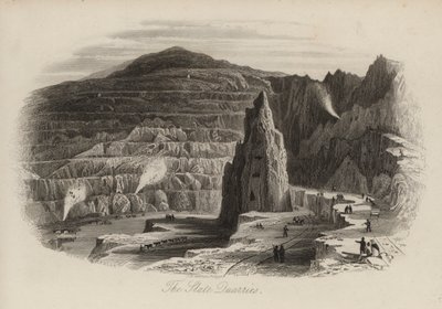 Slate quarries, Bethesda, North Wales by Thomas (after) Allom