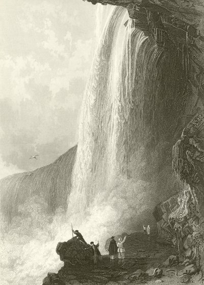 Horse Shoe Fall, Niagara. Entrance to the Cavern of, on the English side by Thomas Allom