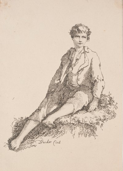 Specimens of Polyautography: Boy Seated on a Grassy Bank by Thomas Barker