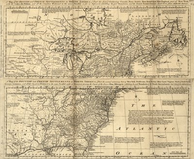 A Map of the British and French Settlements in North America by Thomas Bowen