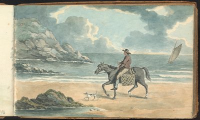 Album of Landscape and Figure Studies: Man Riding a Horse on the Beach by Thomas Bradshaw