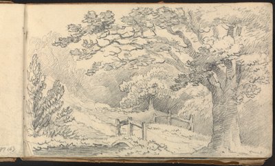 Album of Landscape and Figure Studies: Rural Landscape with a Bridge by Thomas Bradshaw