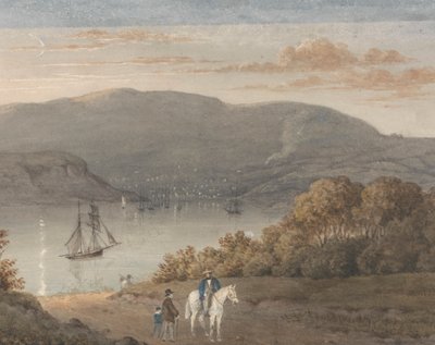 Port Louis from La Petite Montagne (Twilight) with a Rider and Figures in Foreground by Thomas Bradshaw