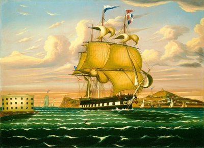 Packet Ship Passing Castle Williams, New York Harbor by Thomas Chambers