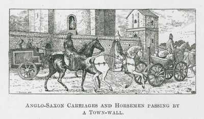 Anglo-Saxon Carriages and Horsemen Passing by a Town-Wall by Thomas Charles Barfield