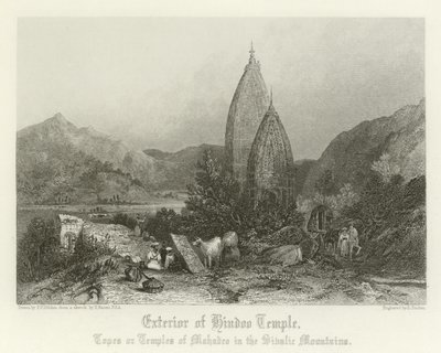 Exterior of a Hindu temple by Thomas Colman Dibdin