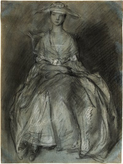 Study of a Seated Woman (recto); Study of a Small Girl Seated on a Bank (verso) by Thomas Gainsborough