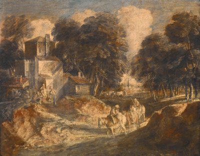 Wooded Landscape with Mounted Peasants by Thomas Gainsborough