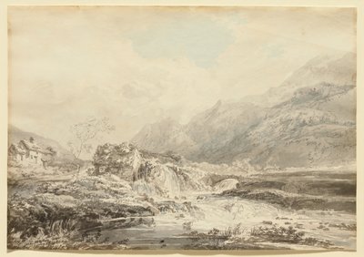 Mountainous Landscape with Overshot Mill and Bridge by Thomas Girtin