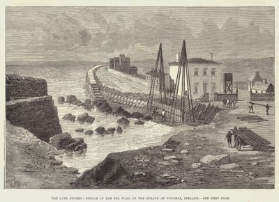 The late Storms, Breach in the Sea Wall on the Strand at Youghal, Ireland by Thomas Harrington Wilson