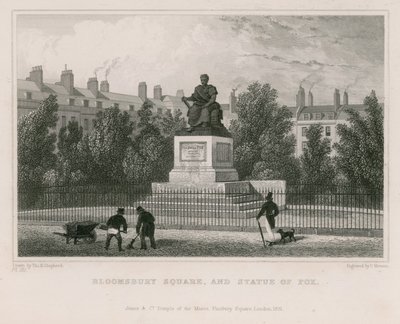 Bloomsbury Square, and Statue of Fox by Thomas Hosmer Shepherd