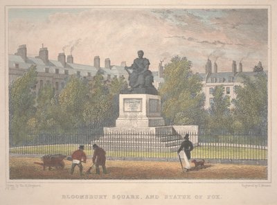 Bloomsbury Square with Statue of Fox, Engraved by Charles Mottram by Thomas Hosmer Shepherd