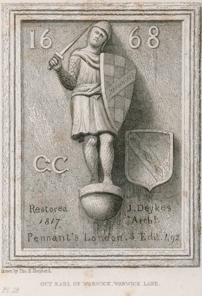 Guy, Earl of Warwick by Thomas Hosmer Shepherd