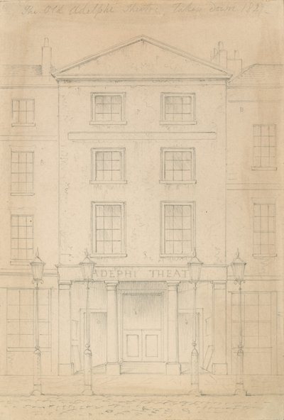 Original pencil sketch of the Adelphi Theatre, London by Thomas Hosmer Shepherd