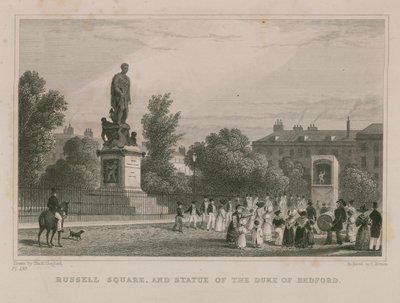 Russell Square and Statue of the Duke of Bedford by Thomas Hosmer Shepherd