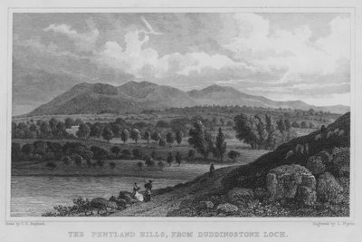 The Pentland Hills, from Duddingstone Loch by Thomas Hosmer Shepherd