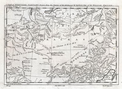 A Map of Western Tartary Drawn from the Survey of the Jesuits and Mr. Kyrillow