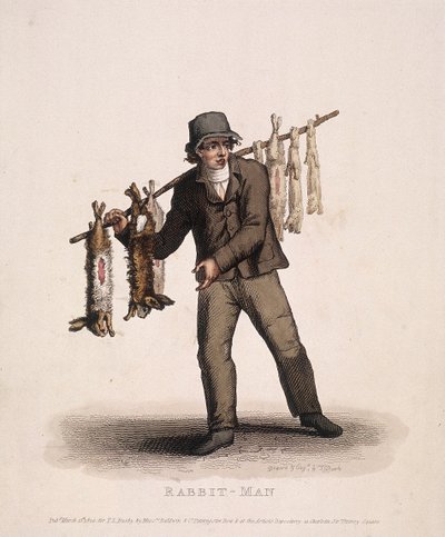 Rabbit Seller Carrying a Pole Hung with Rabbits by Thomas Lord Busby