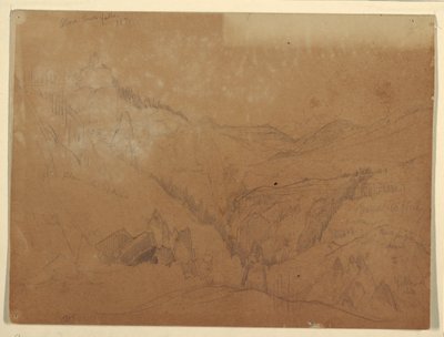Drawing, Yellowstone, Above Tower Falls, 1871 by Thomas Moran