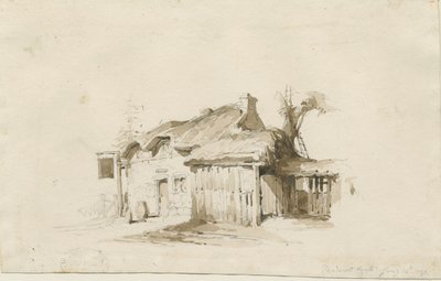 Fradswell - Cottage on Heath: pencil and wash drawing by Thomas Peploe Wood