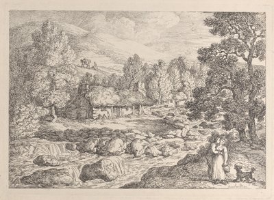 A Cornish Waterfall, from "Views in Cornwall" by Thomas Rowlandson