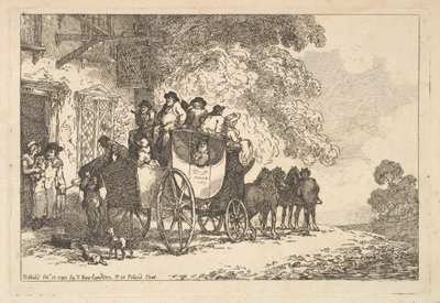 A Laden Stage Coach Outside a Post House by Thomas Rowlandson