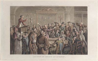 Auction of Relics at Avignon, from Journal of Sentimental Travels in the Southern Provinces by Thomas Rowlandson