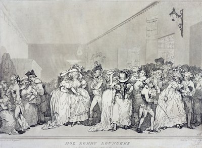 Box Lobby Loungers, etched by Rowlandson from a design by Henry Wigstead, pub. by John Raphael Smith, 1786 by Thomas Rowlandson