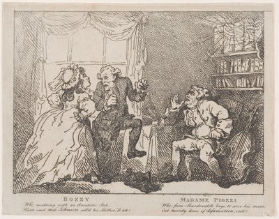 Bozzy and Madame Piozzi Frontispiece, Bozzy and Piozzi by Peter Pindar by Thomas Rowlandson
