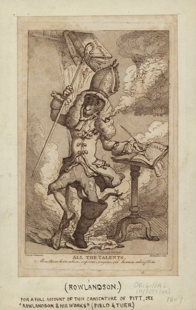 Caricature of William Pitt as a Smoking Goat by Thomas Rowlandson