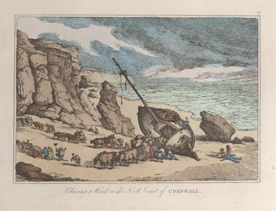 Clearing a Wreck on the North Coast of Cornwall, from Sketches from Nature by Thomas Rowlandson