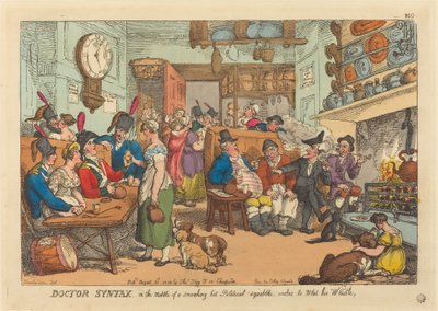 Doctor Syntax, in the Middle of a Smoking Hot Political Squabble, Wishes to Wet His Whistle by Thomas Rowlandson