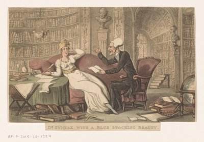 Doctor Syntax with a Woman in a Library by Thomas Rowlandson
