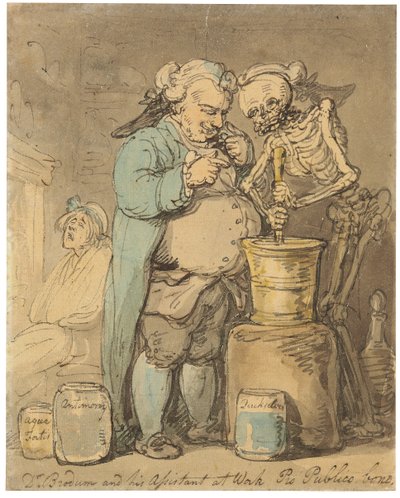 Dr. Brodum and his Assistant as Work Pro Bono Publico by Thomas Rowlandson