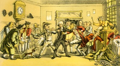 Dr Syntax Present at a Coffee House Quarrel by Thomas Rowlandson
