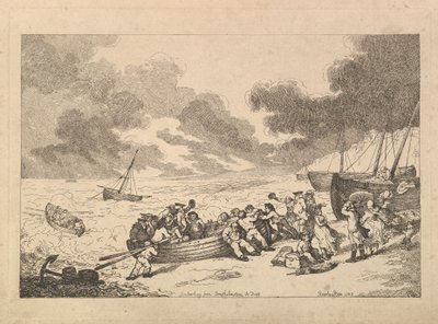 Embarking from Brighthelmstone to Dieppe, from Imitations of Modern Drawings by Thomas Rowlandson