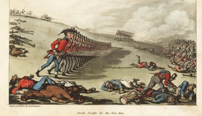 Ensign Johnny Newcome taking part in his first action, the charge against the French Army at the Battle of Salamanca by Thomas Rowlandson