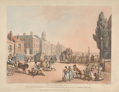 Entrance of Tottenham Court Road Turnpike (No.3) by Thomas Rowlandson