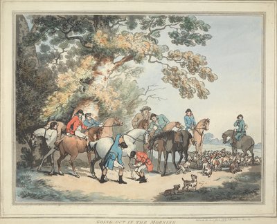 Fox-Hunting [set of six]: 1. Going Out in the Morning by Thomas Rowlandson