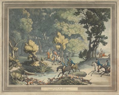 Fox-hunting: Stag at Bay. Scene near Taplow Berks by Thomas Rowlandson