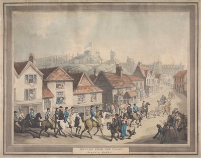 Fox-Hunting [set of four]: 4. Return from the Chase. Scene at Eaton by Thomas Rowlandson