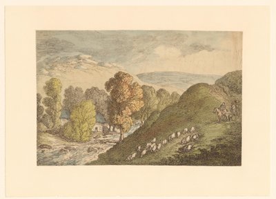 Hill Landscape with Sheep by Thomas Rowlandson