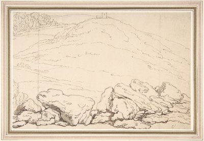 Hilly Landscape with Rocks by Thomas Rowlandson